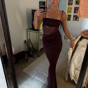 White Fox Burgundy Lace Dress